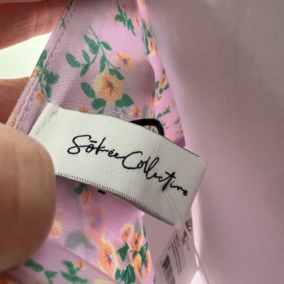 Sokie Collective The Summer Flutter Dress Small Lavender Floral Midi Ruffle New - Picture 12 of 12
